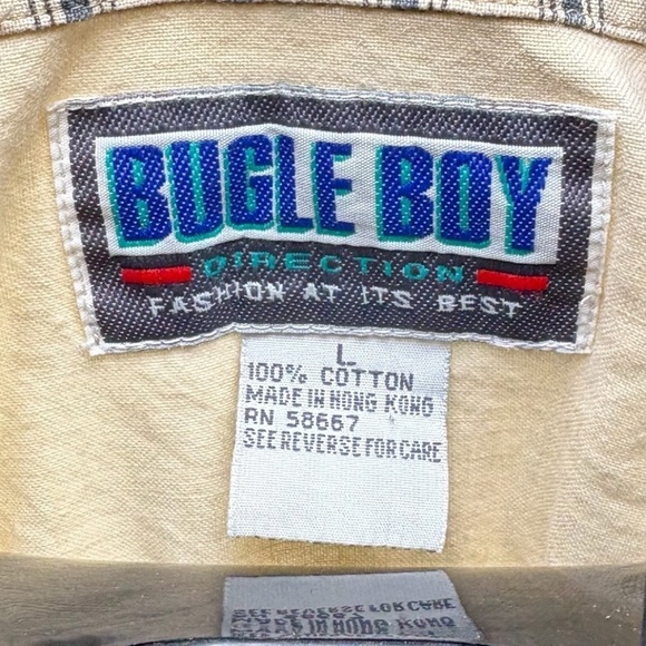 Vintage Bugle Boy Men's Short-Sleeve Button-Down Shirt, Size L 90' Y2K Skater - Picture 4 of 5